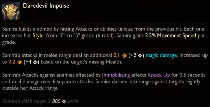 Samira's passive skills