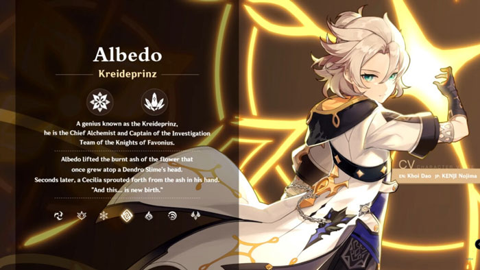 Albedo - Swam-type, using Sword, will be released in the next update