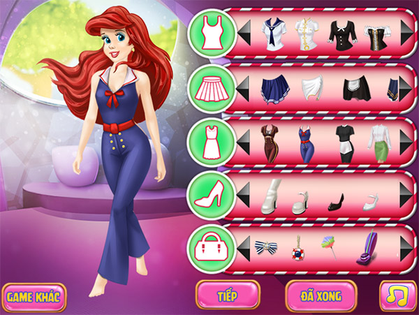 Game Thời trang Ariel và Elsa - Ariel And Elsa Career Dress Up - Game Vui