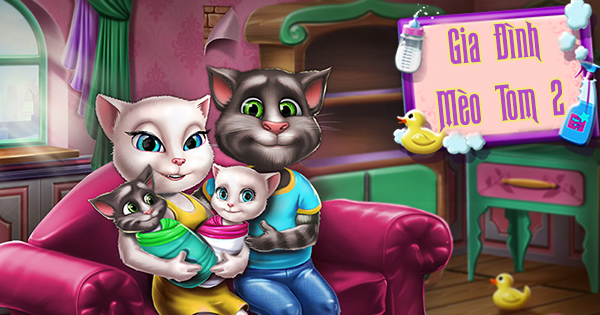Game Gia Đình Mèo Tom 2 - Angela Twins Family Day - Game Vui