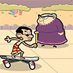 Mr Bean trượt ván