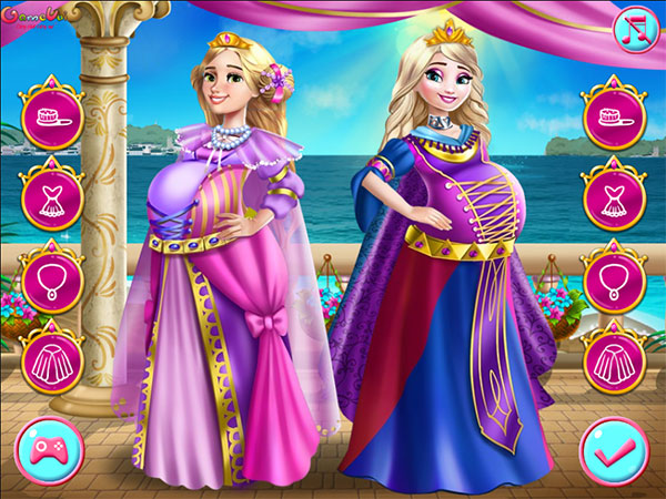 Game Elsa Và Rapunzel: Trang Phục Bà Bầu - Elsa And Rapunzel Pregnant  Costumes - Game Vui