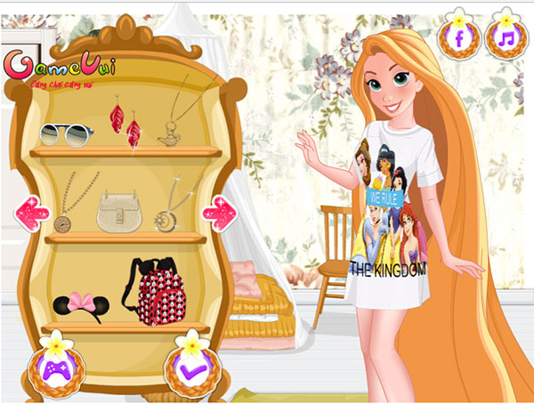 Game Công Chúa Tóc Mây Đáng Yêu - Rapunzel Loves Disneyland - Game Vui