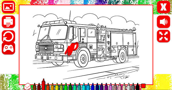 Game Tô Màu Xe Cứu Hỏa - Coloring Pages Fire Trucks - Game Vui