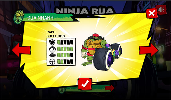 Game Ninja rùa đua xe: Đón xem game Ninja rùa đua xe hấp dẫn và ly kỳ. Hình ảnh những chiếc xe cùng các Ninja rùa trên đường đua với tốc độ vô cùng nhanh chóng, cùng với âm thanh đặc trưng sẽ làm bạn thấy thư giãn và thú vị.