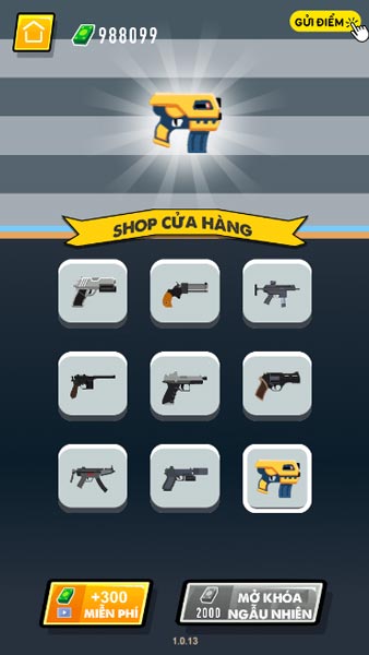 Unlock weapons in Shop GameVui