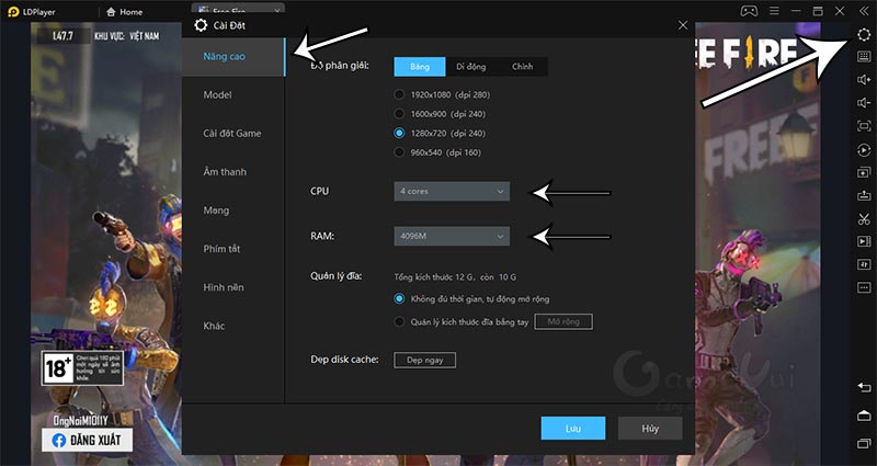 Adjust the LDPlayer settings to increase FPS