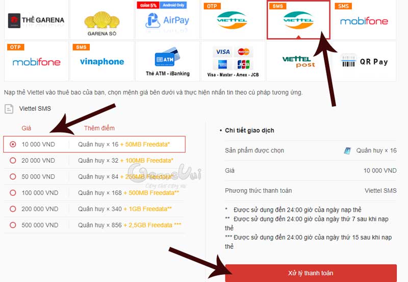 Choose your carrier, denomination and Payment processing