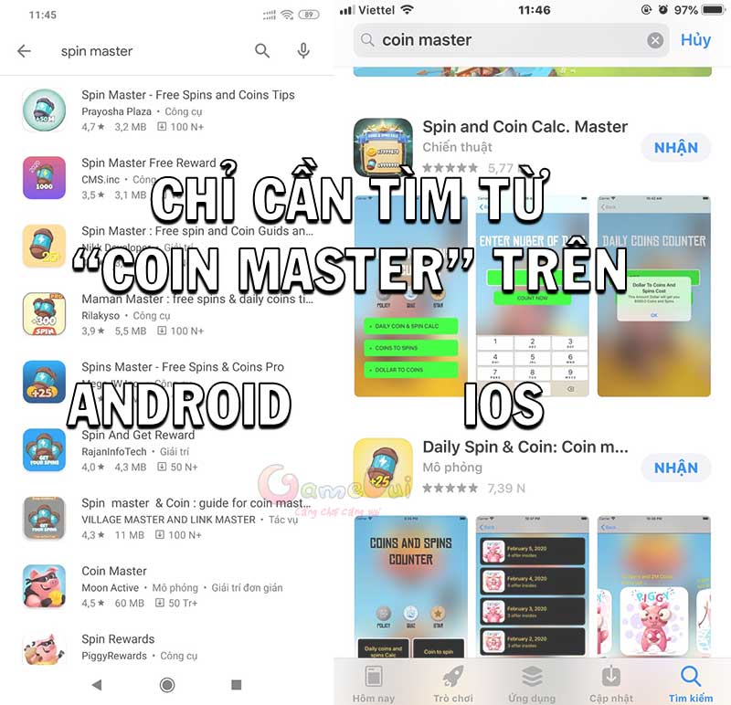 Applications that receive Spin Coin Master abound