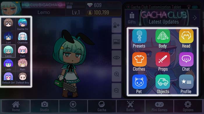 All 10 character templates and fashion effects included in Gacha Club are free