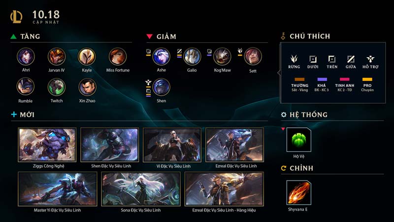 League of Legends version 10.18