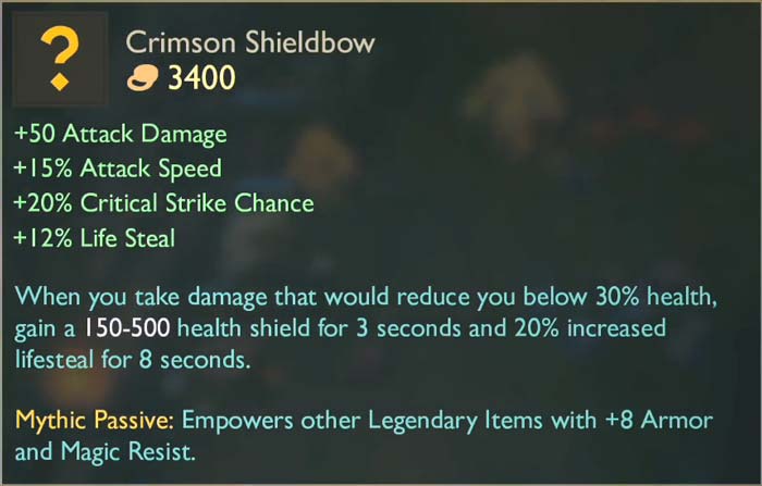 Crimson Shieldbow - most likely to become the Trophy of the Gunner League of Legends 2021