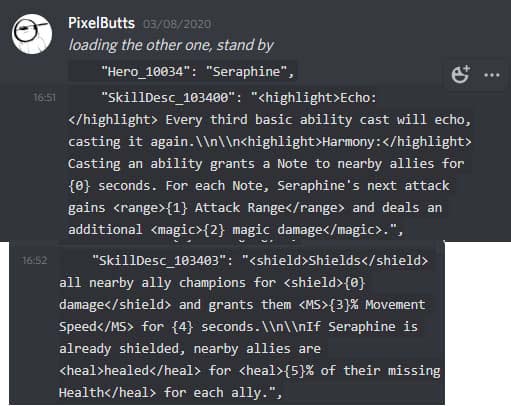 Twitter account PixelButts has released a code snippet that reveals a few things about Seraphine skills