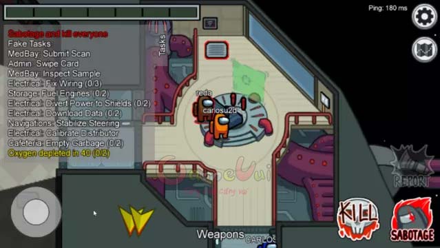 Screen of the player playing the role of Impostor - Impostor