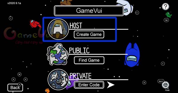 Name the character and click Create Game in the HOST section