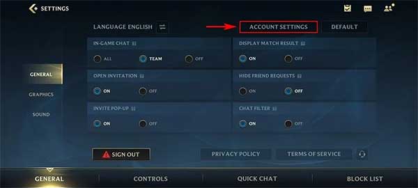 Select Account Settings