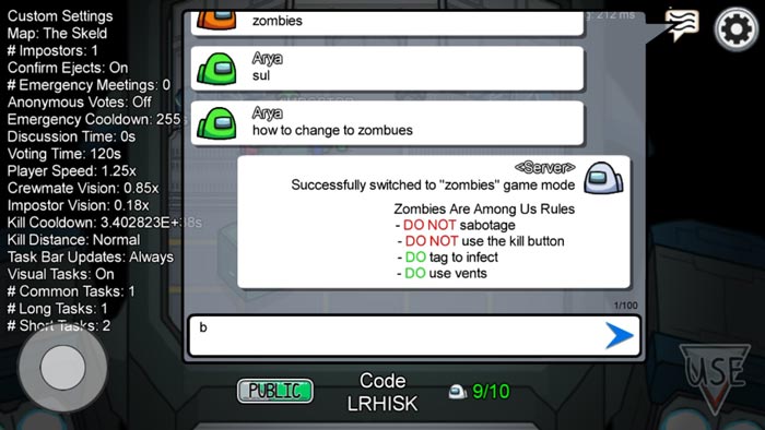 Action functions like Among Us will normally not work in this Zombie mode