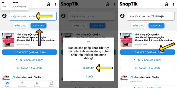 Download video TikTok trên điện thoại Android bằng SnapTik