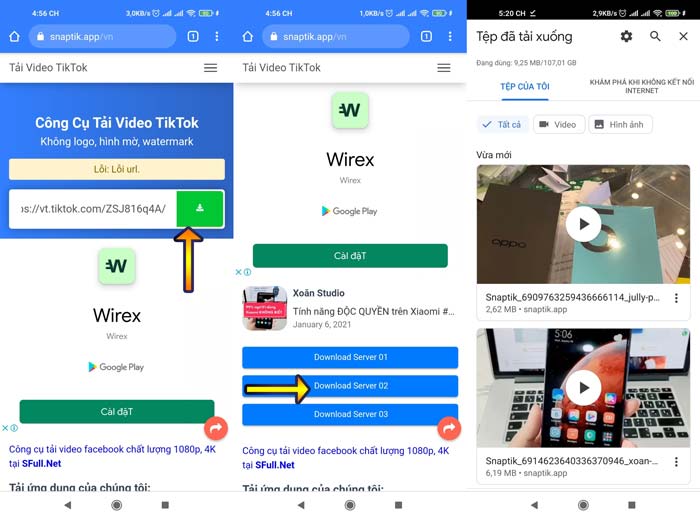 Tải video TikTok qua SnapTik trên trình duyệt