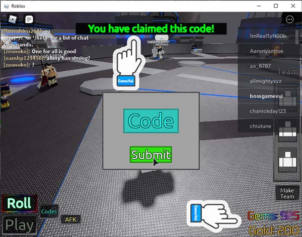 Code Anime Warriors Roblox mới nhất 2021