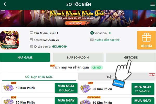 Tổng hợp code 3Q Tốc Biến mới nhất tháng 8/2024 Chon-giftcode